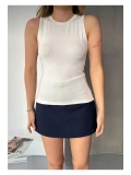 Kadın Sıfır Kol Bisiklet Yaka Buzzy Modal Kumaş Bluz