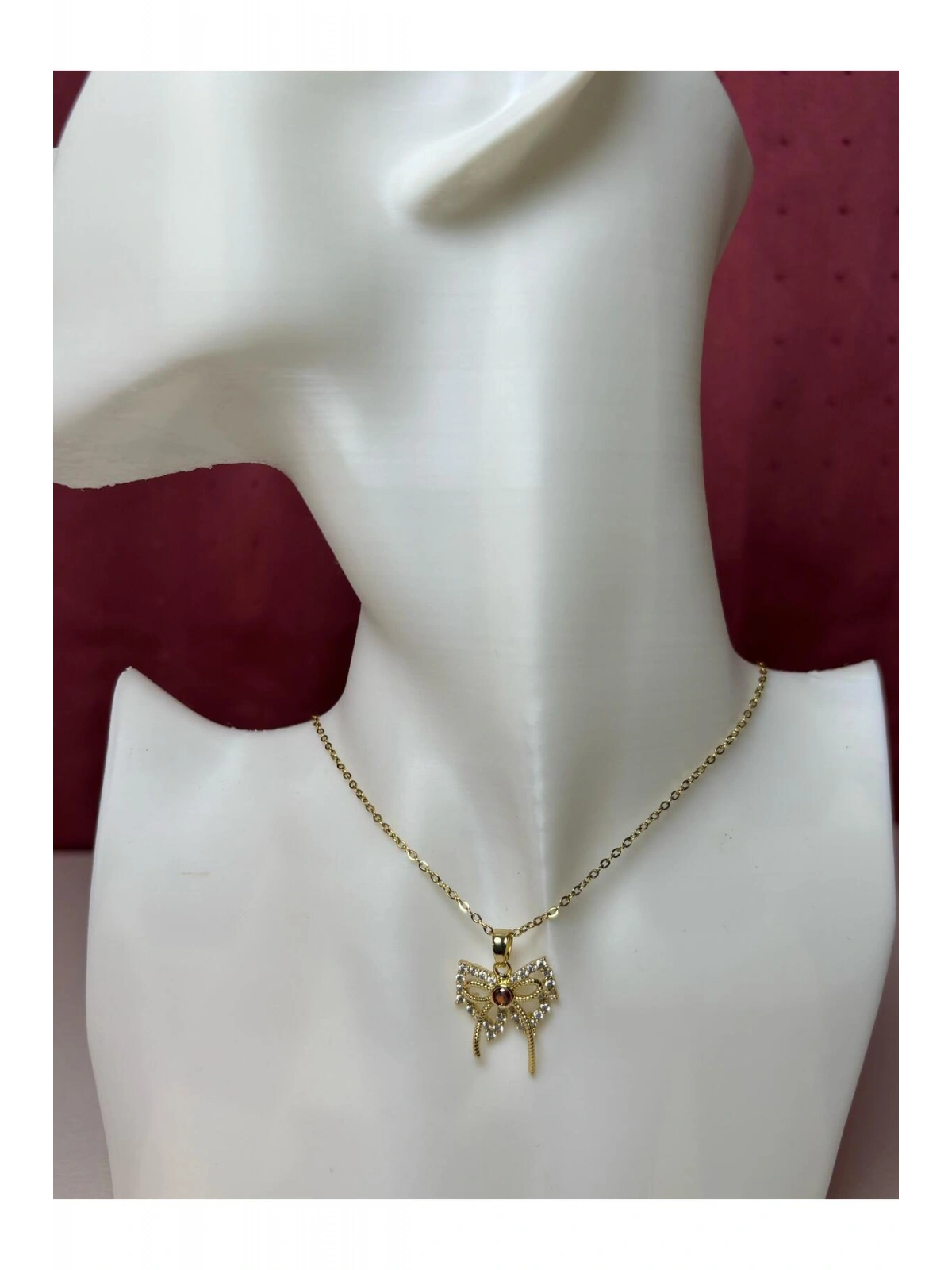 Çelik Gold Zirkon Taşlı Kelebek Kolye