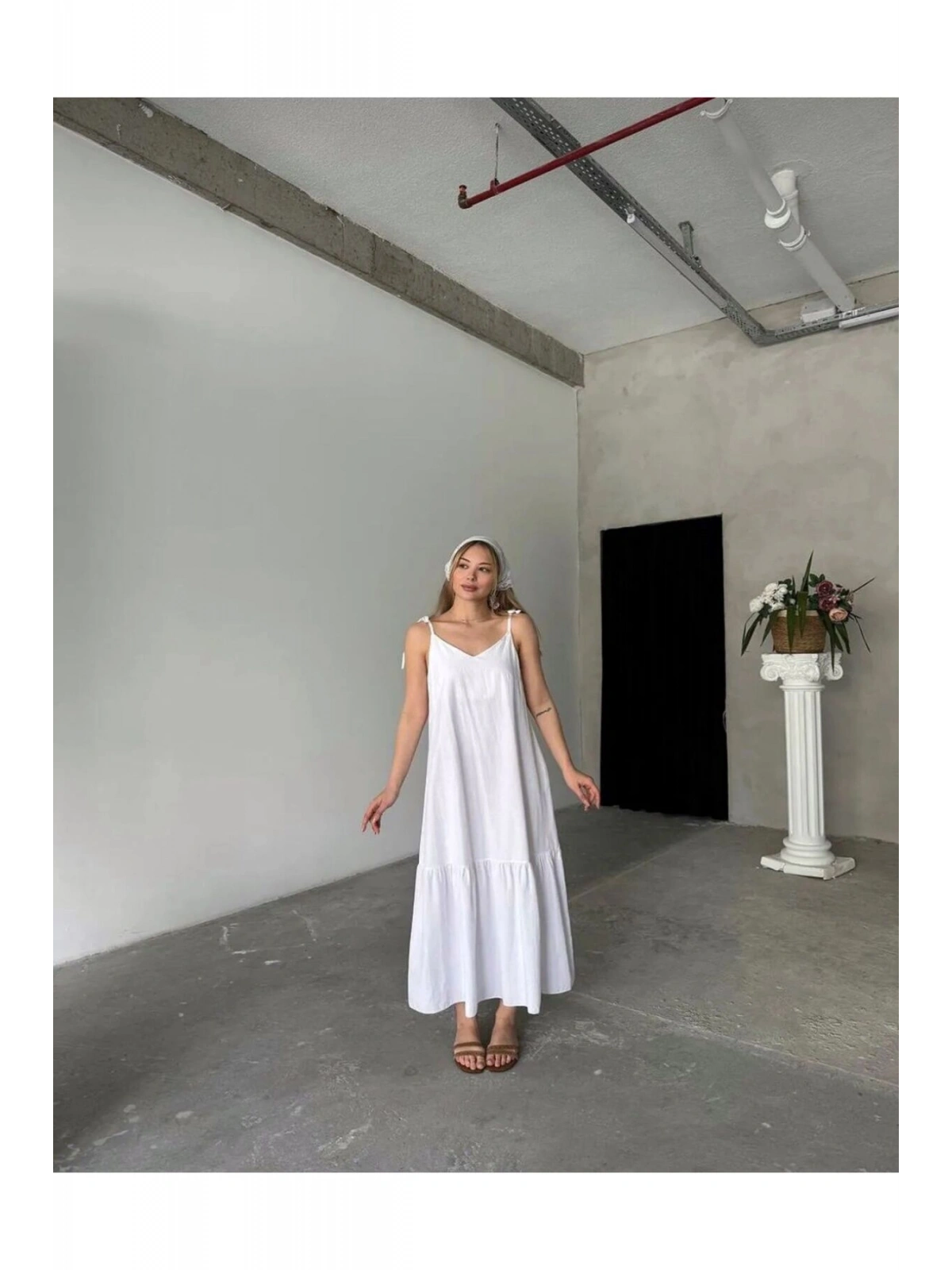 Poplin Kumaş Ayarlanabilir Askılı Elbise