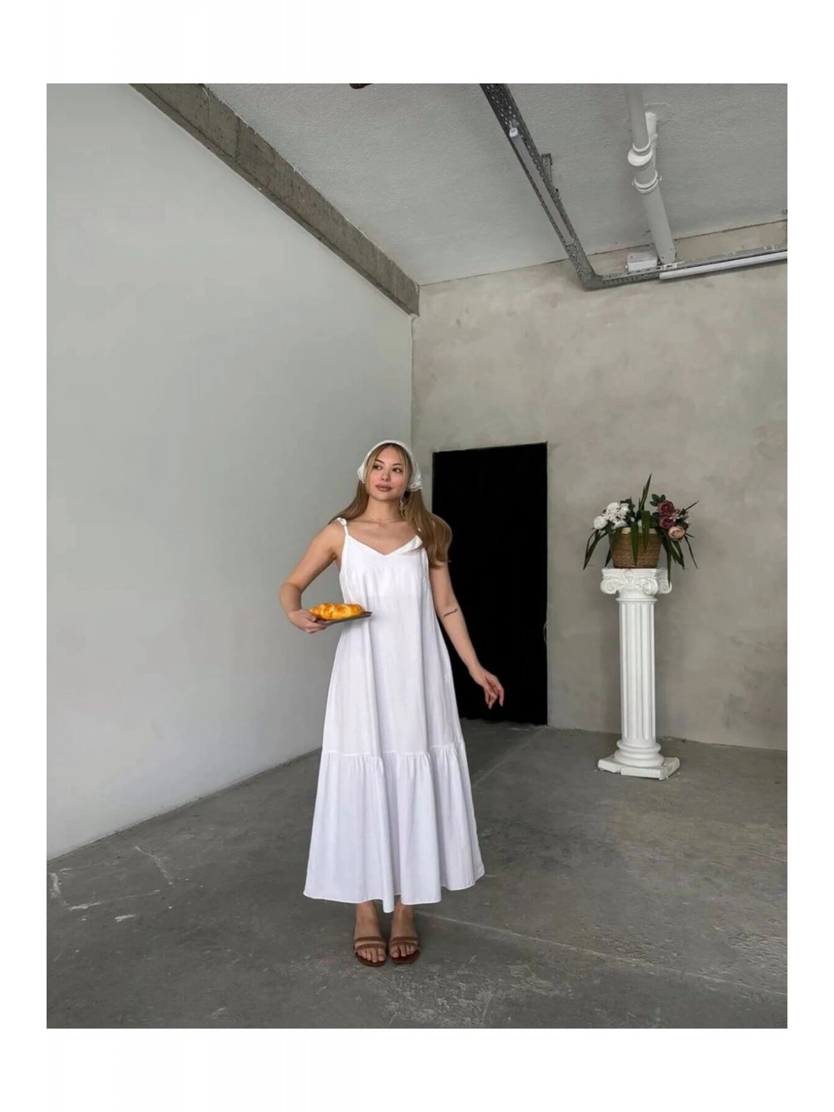 Poplin Kumaş Ayarlanabilir Askılı Elbise