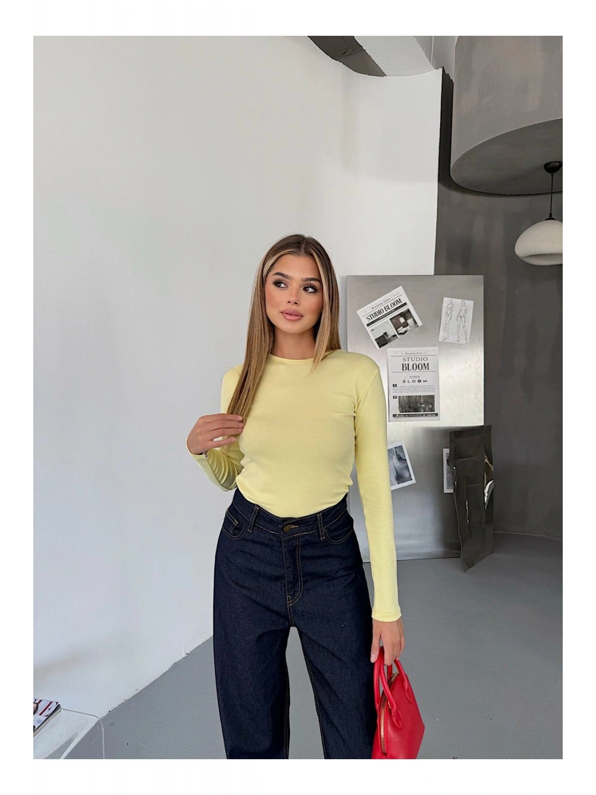 Bisiklet Yaka Basic Uzun Kollu Slim Fit Kadın Body