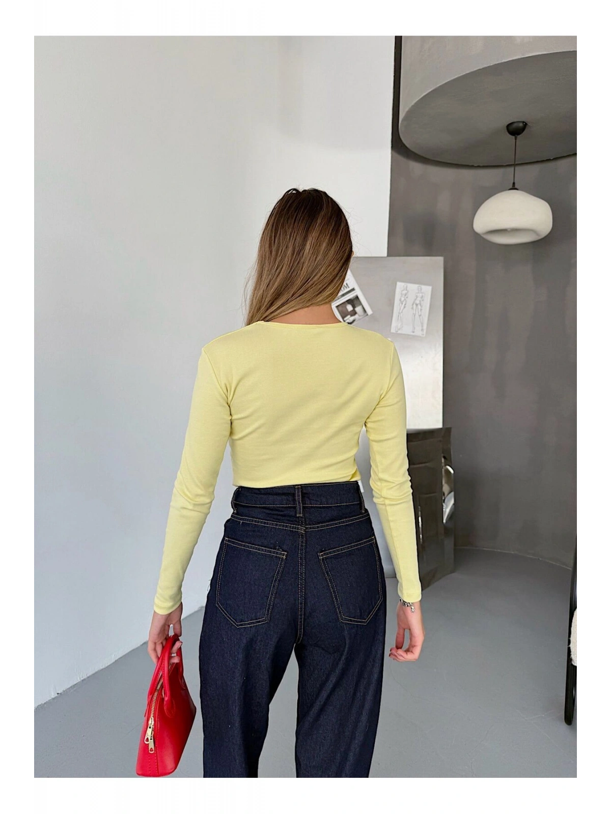 Bisiklet Yaka Basic Uzun Kollu Slim Fit Kadın Body