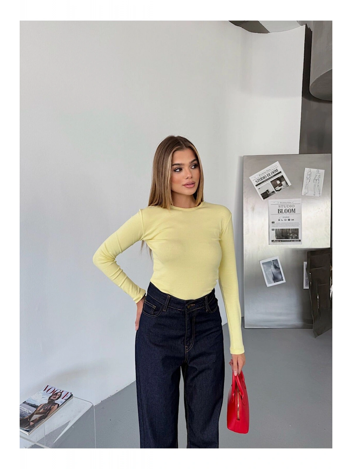 Bisiklet Yaka Basic Uzun Kollu Slim Fit Kadın Body