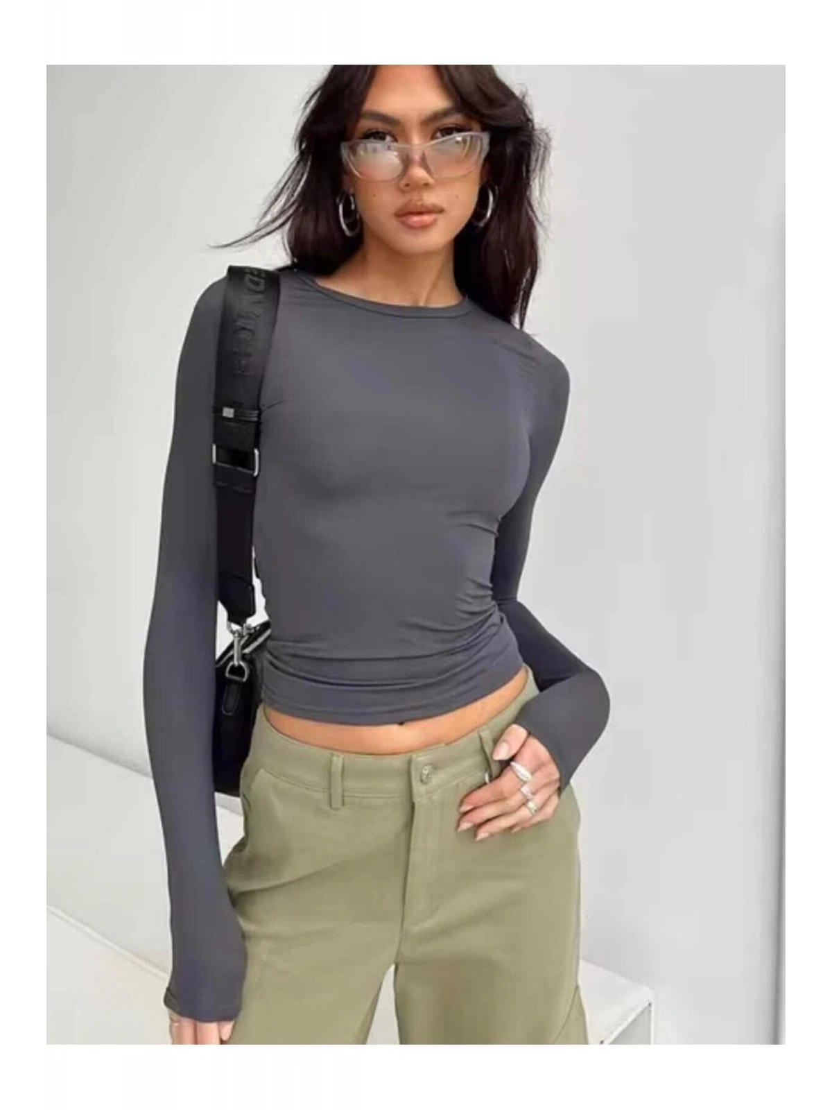 Bisiklet Yaka Basic Uzun Kollu Slim Fit Kadın Body