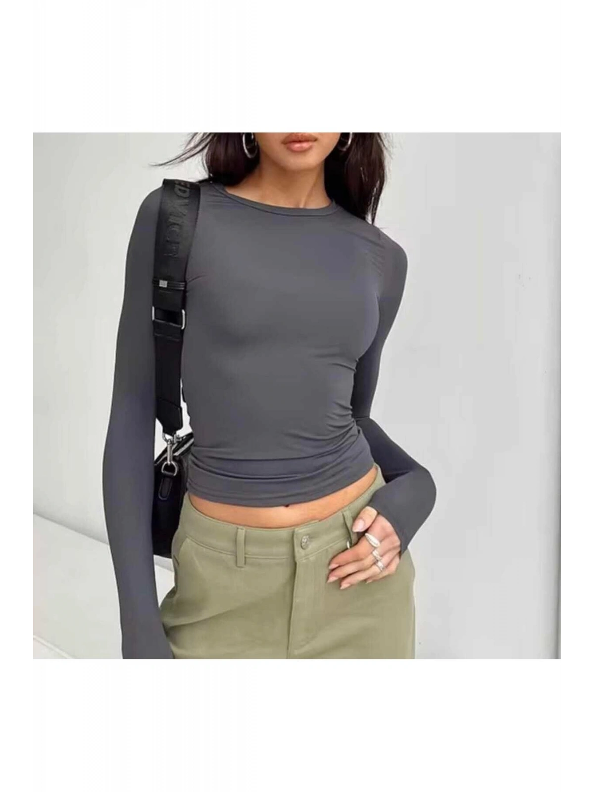 Bisiklet Yaka Basic Uzun Kollu Slim Fit Kadın Body