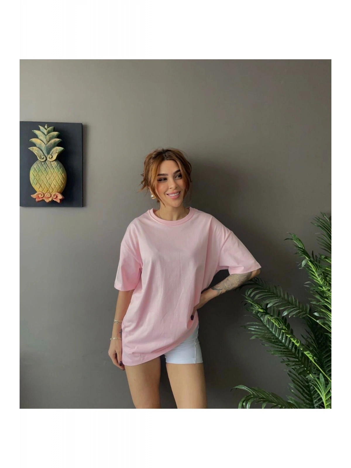 Kadın Oversize Basic Tişört – Salaş Kesim Pamuklu Günlük T-Shirt