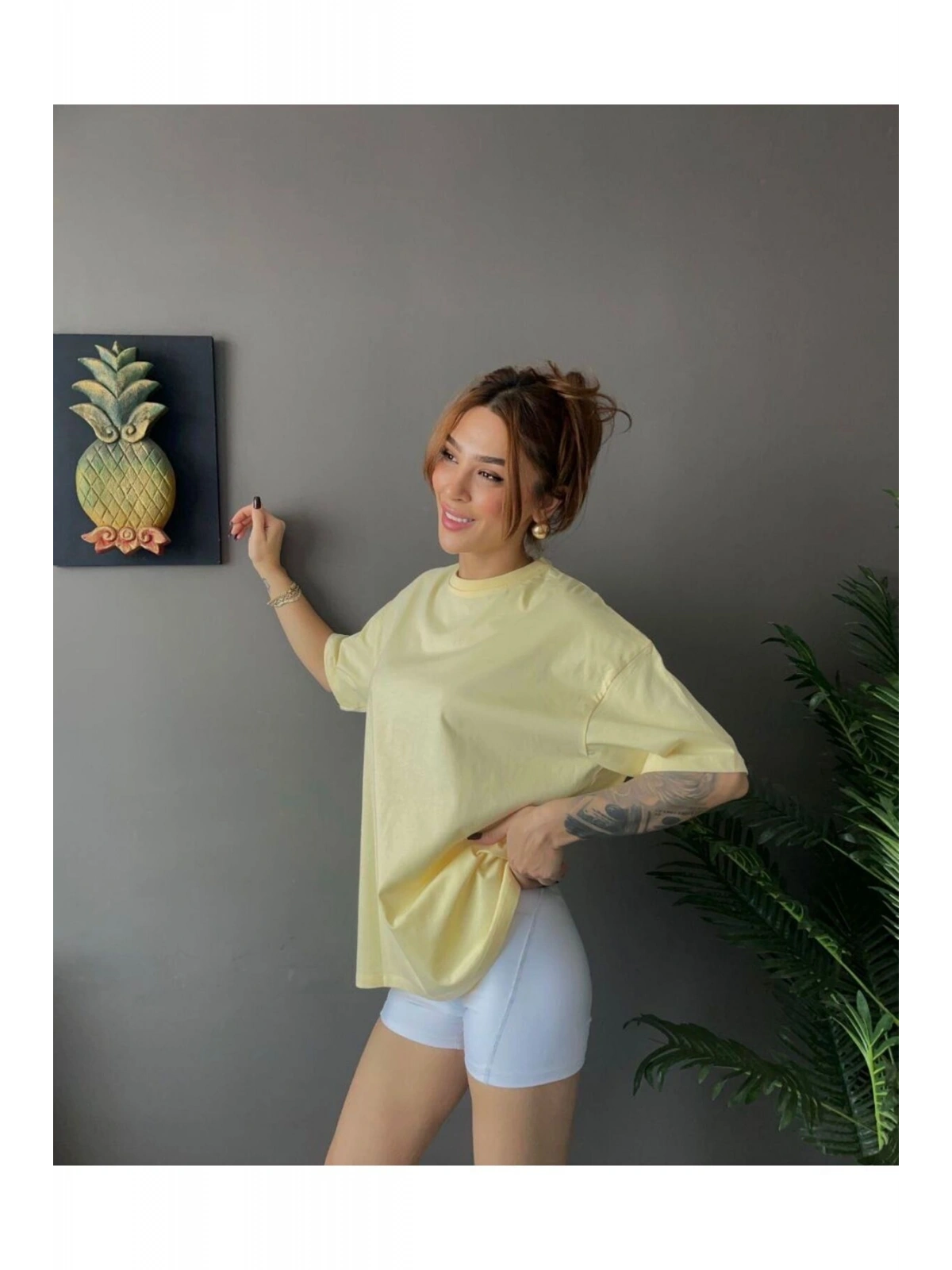 Kadın Oversize Basic Tişört – Salaş Kesim Pamuklu Günlük T-Shirt
