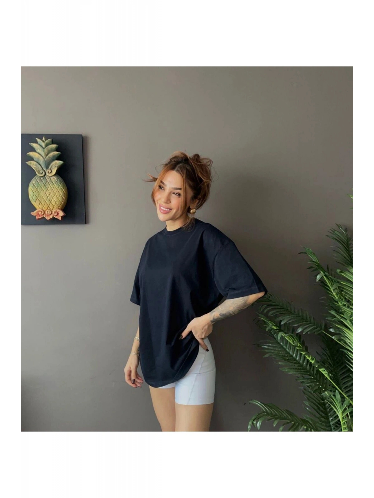 Kadın Oversize Basic Tişört – Salaş Kesim Pamuklu Günlük T-Shirt