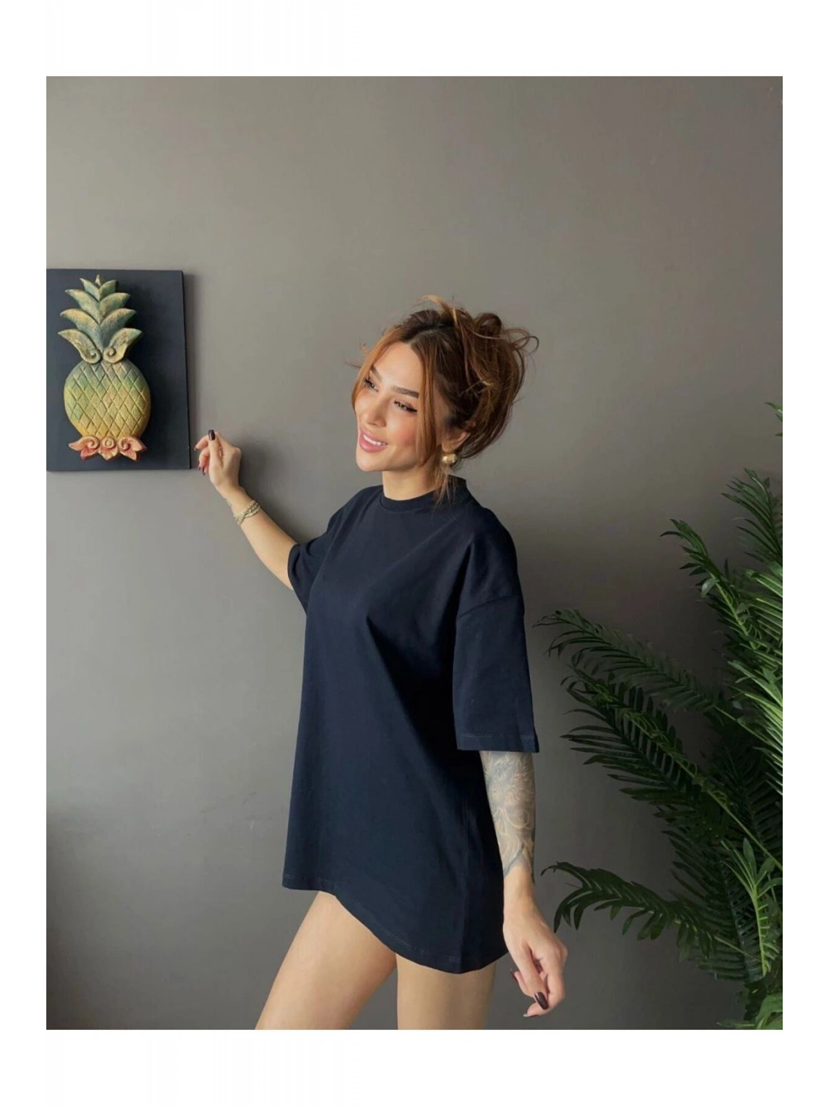 Kadın Oversize Basic Tişört – Salaş Kesim Pamuklu Günlük T-Shirt