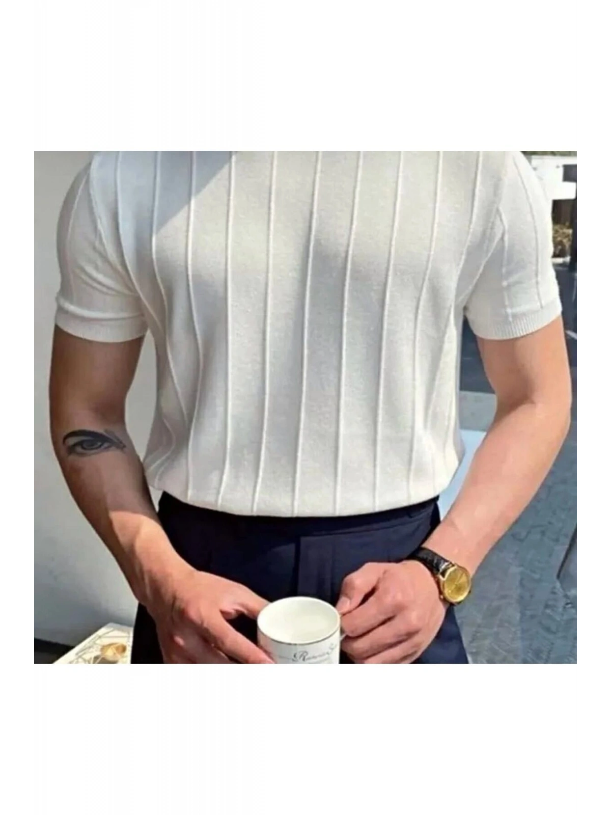 Erkek Slim Kısa Kollu Triko Tişört — Yazlık Basic