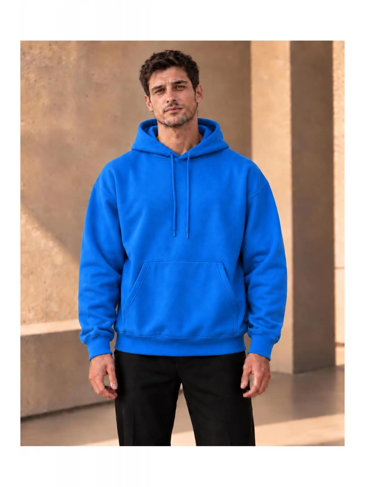 Unisex Oversize Kapüşonlu Kanguru Cepli 3 İplik Şardonlu Sweatshirt
