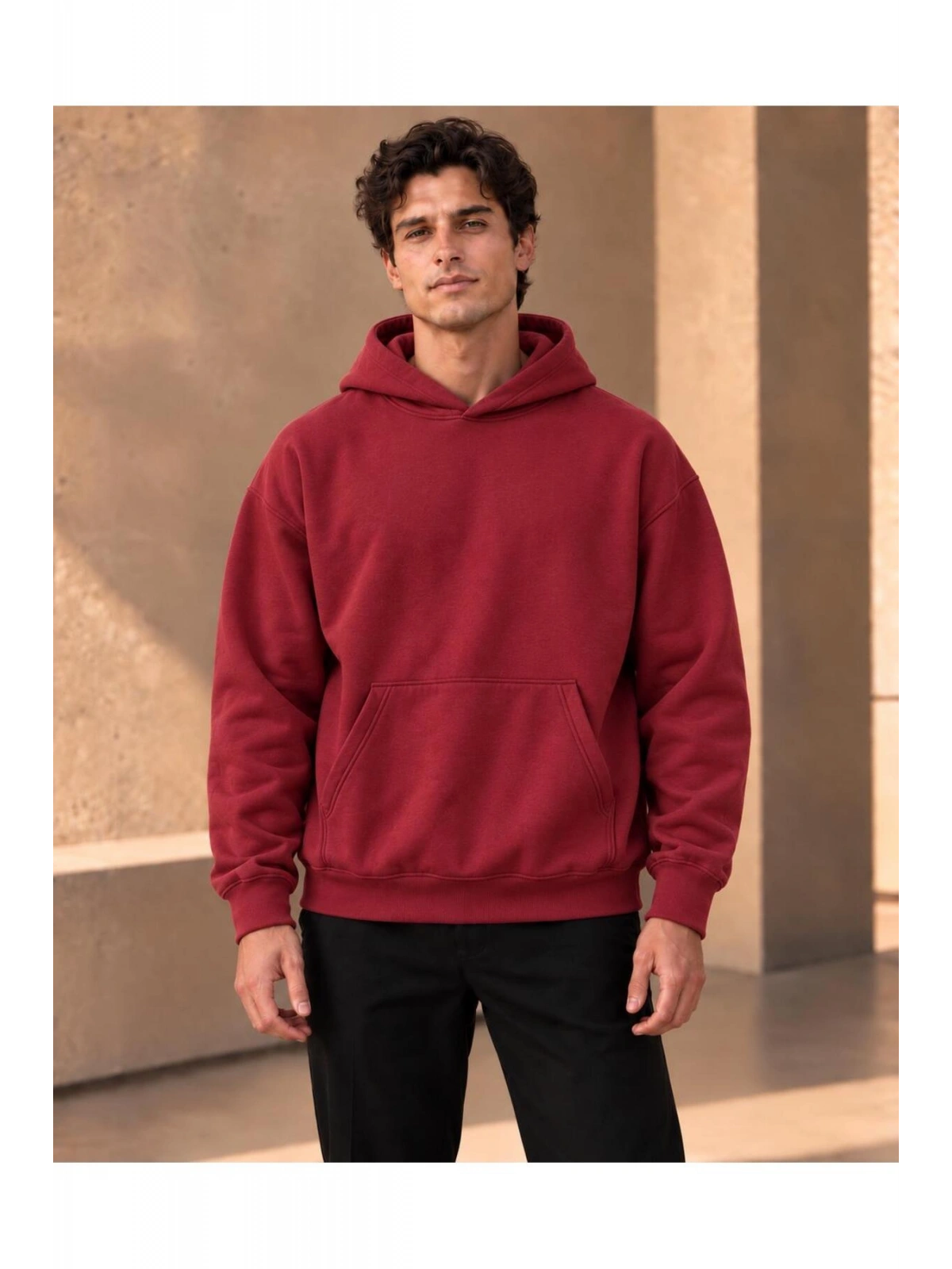 Unisex Oversize Kapüşonlu Kanguru Cepli 3 İplik Şardonlu Sweatshirt