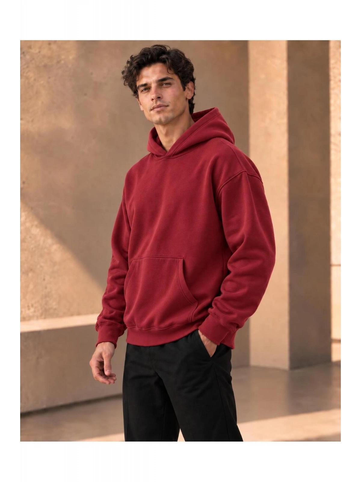 Unisex Oversize Kapüşonlu Kanguru Cepli 3 İplik Şardonlu Sweatshirt