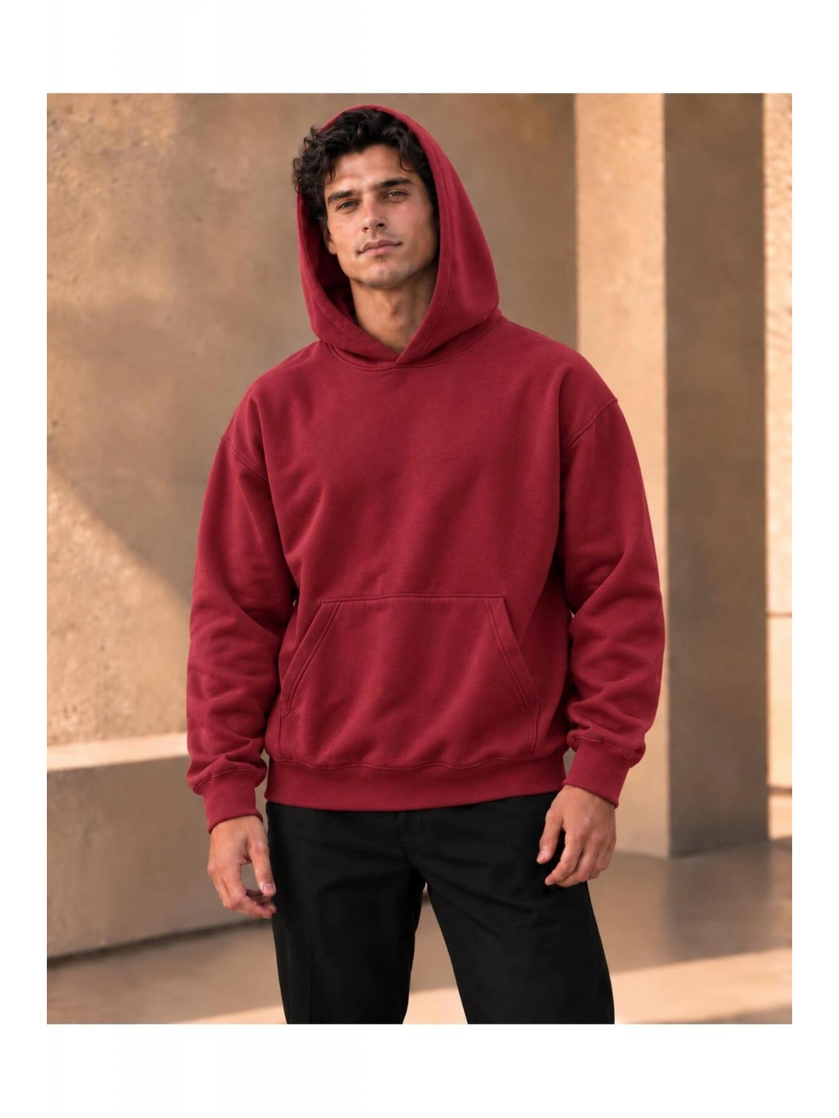 Unisex Oversize Kapüşonlu Kanguru Cepli 3 İplik Şardonlu Sweatshirt