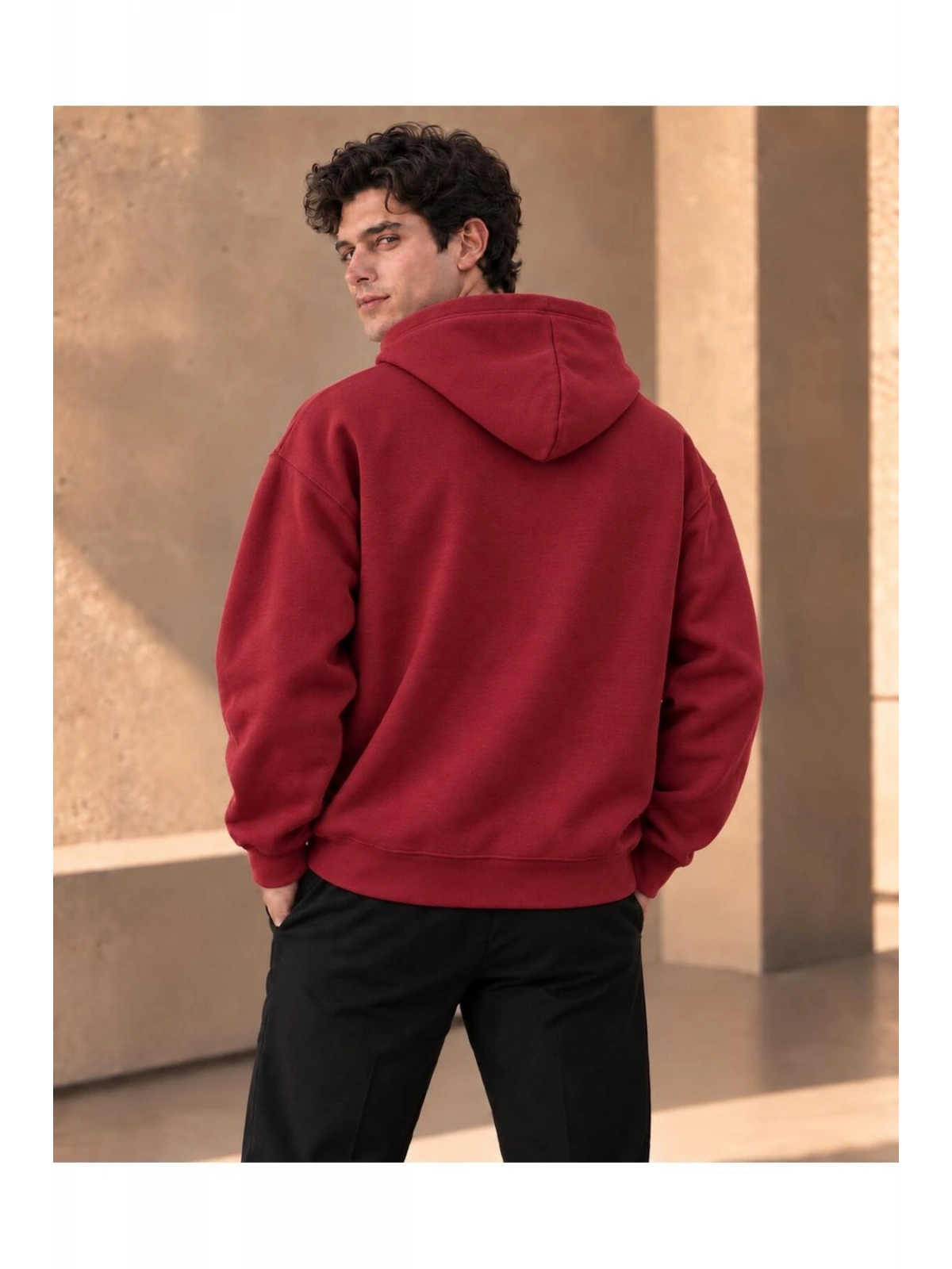 Unisex Oversize Kapüşonlu Kanguru Cepli 3 İplik Şardonlu Sweatshirt