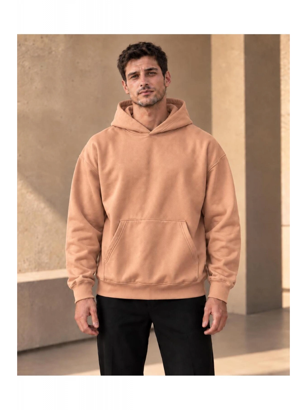 Unisex Oversize Kapüşonlu Kanguru Cepli 3 İplik Şardonlu Sweatshirt