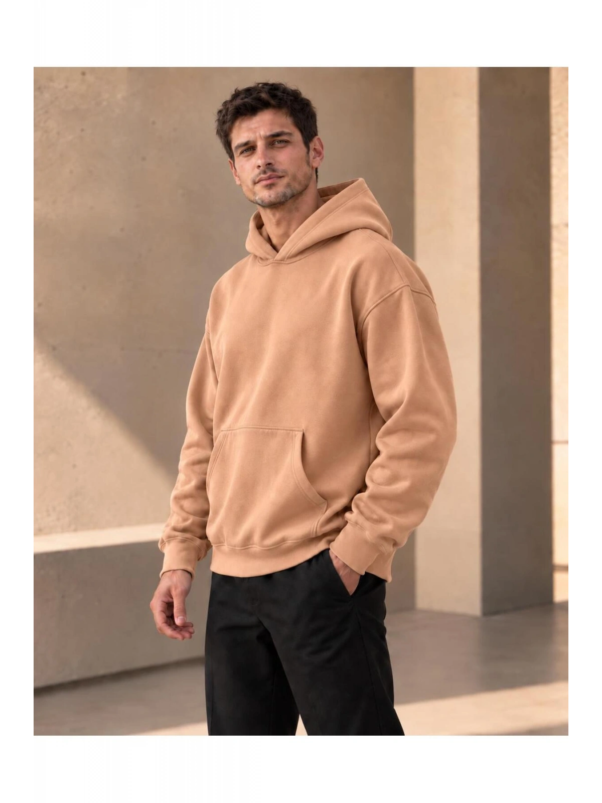 Unisex Oversize Kapüşonlu Kanguru Cepli 3 İplik Şardonlu Sweatshirt