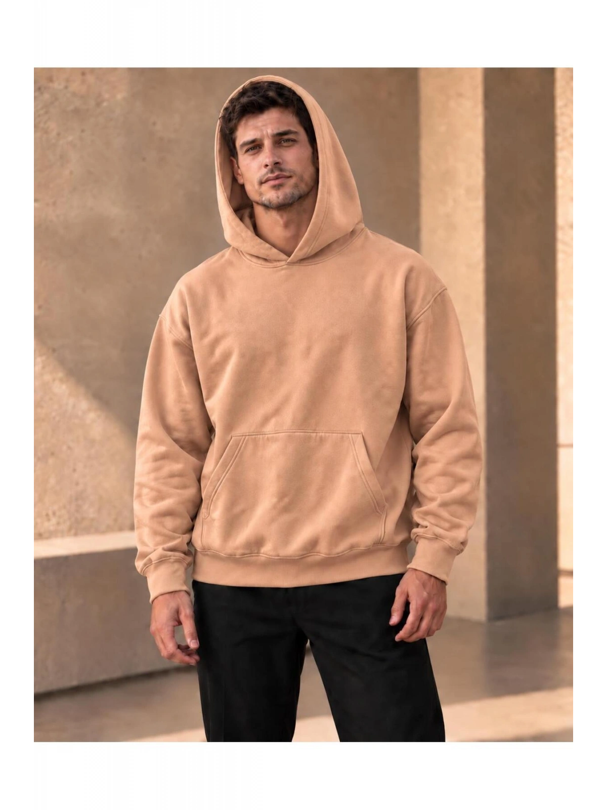 Unisex Oversize Kapüşonlu Kanguru Cepli 3 İplik Şardonlu Sweatshirt