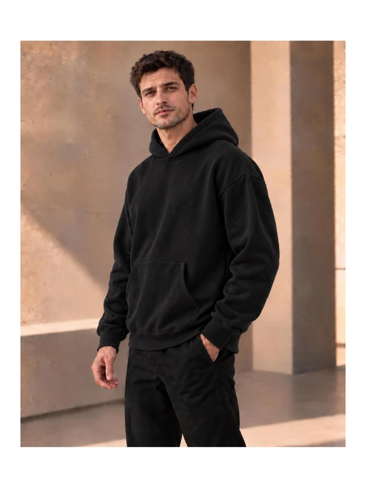 Unisex Oversize Kapüşonlu Kanguru Cepli 3 İplik Şardonlu Sweatshirt