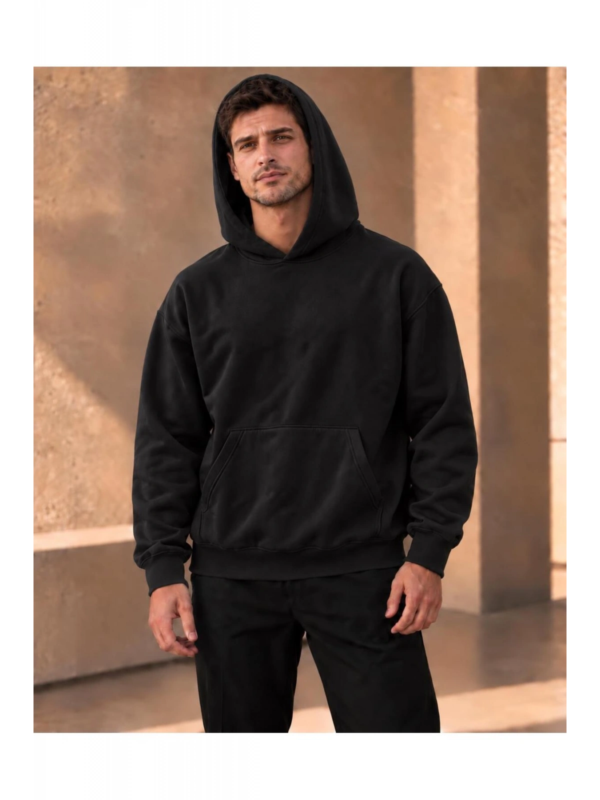 Unisex Oversize Kapüşonlu Kanguru Cepli 3 İplik Şardonlu Sweatshirt