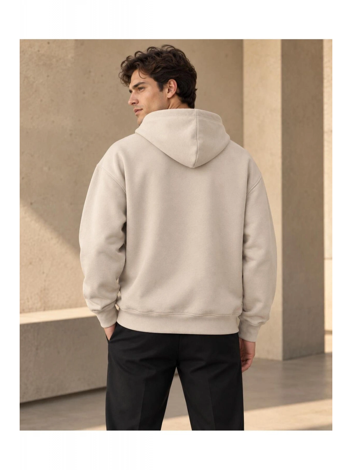 Unisex Oversize Kapüşonlu Kanguru Cepli 3 İplik Şardonlu Sweatshirt