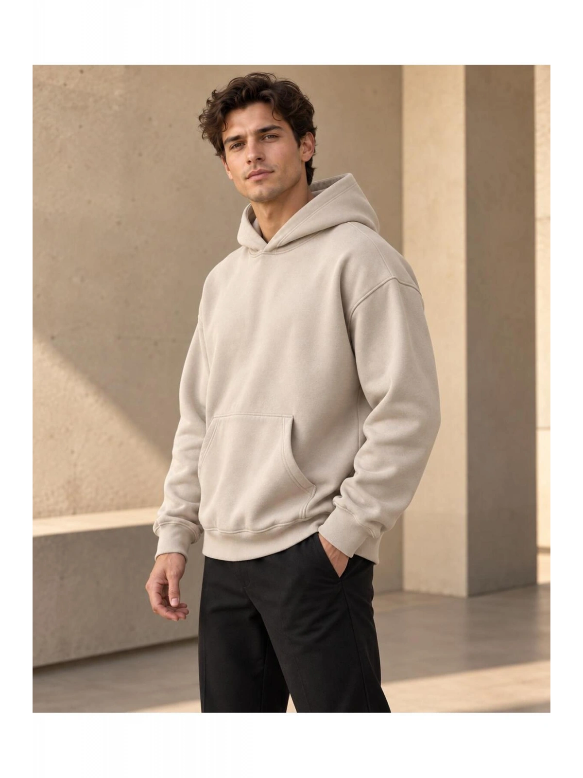 Unisex Oversize Kapüşonlu Kanguru Cepli 3 İplik Şardonlu Sweatshirt