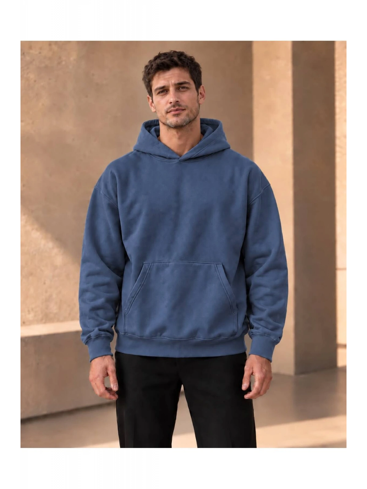 Unisex Oversize Kapüşonlu Kanguru Cepli 3 İplik Şardonlu Sweatshirt