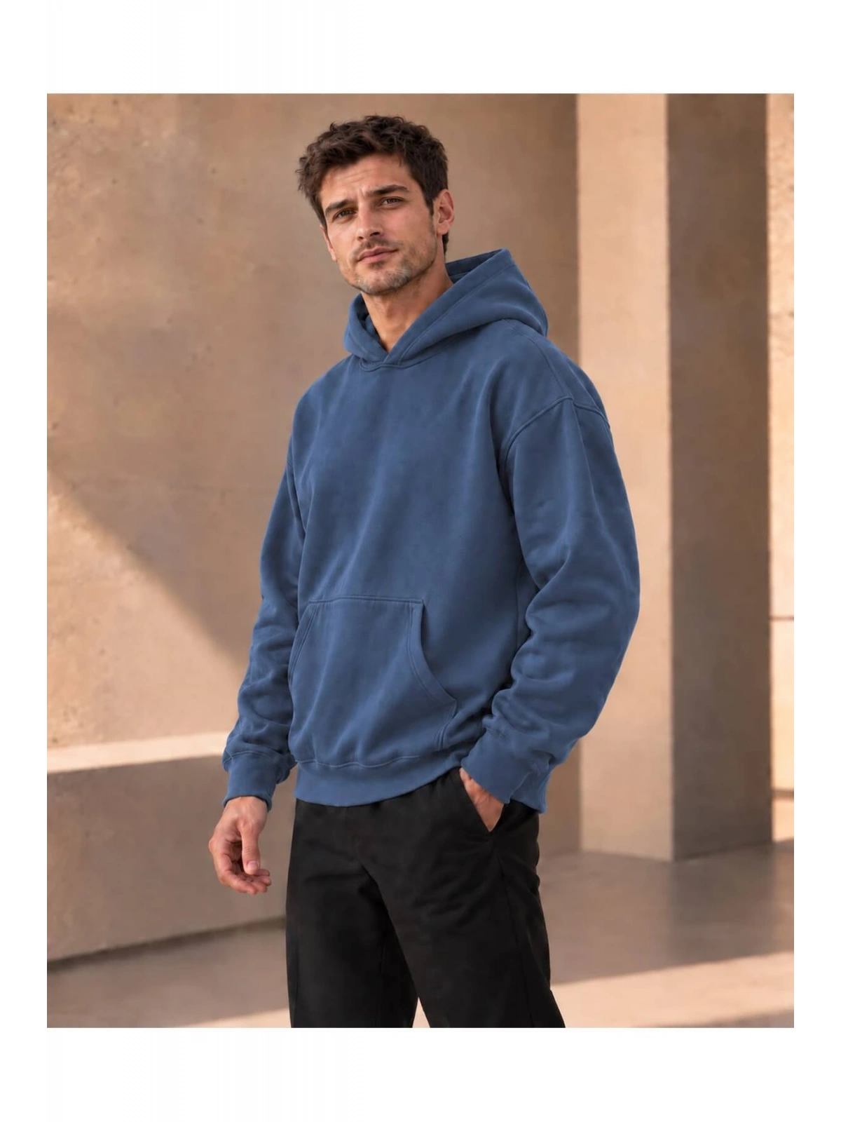 Unisex Oversize Kapüşonlu Kanguru Cepli 3 İplik Şardonlu Sweatshirt