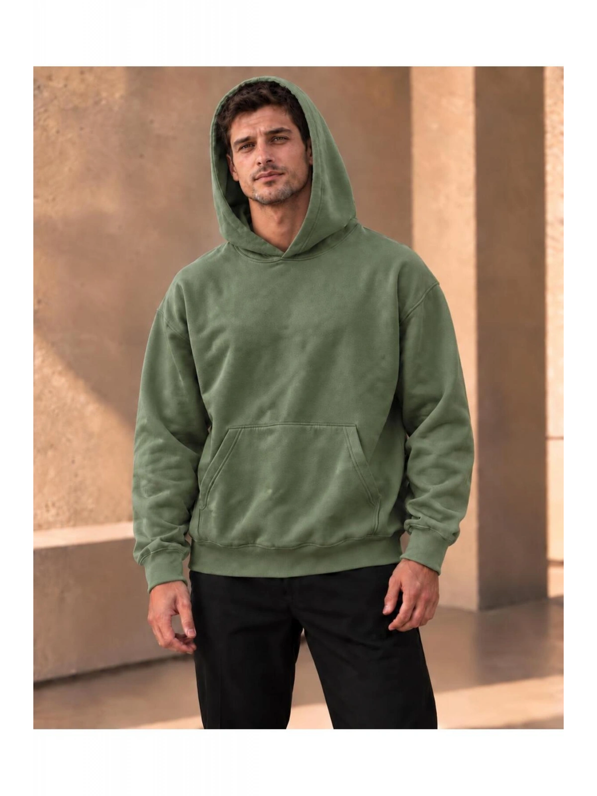 Unisex Oversize Kapüşonlu Kanguru Cepli 3 İplik Şardonlu Sweatshirt
