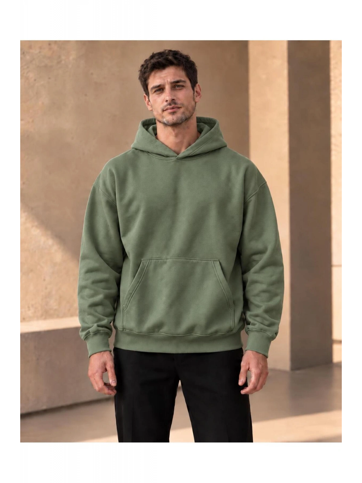 Unisex Oversize Kapüşonlu Kanguru Cepli 3 İplik Şardonlu Sweatshirt