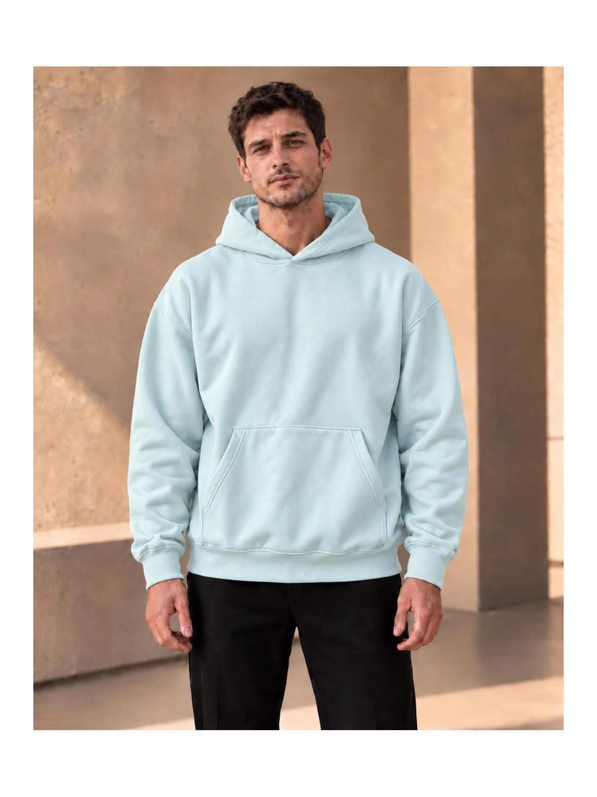 Unisex Oversize Kapüşonlu Kanguru Cepli 3 İplik Şardonlu Sweatshirt