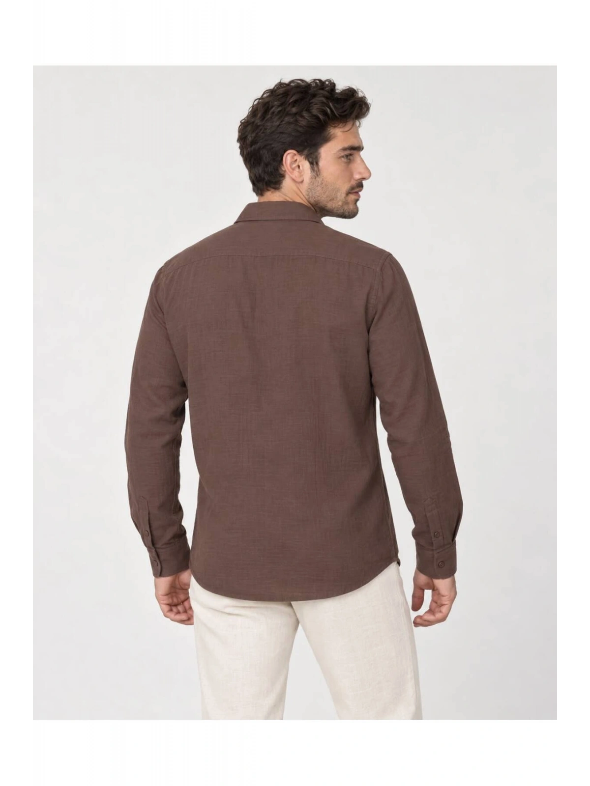 Erkek Oversize Müslin Keten Uzun Kollu Gömlek