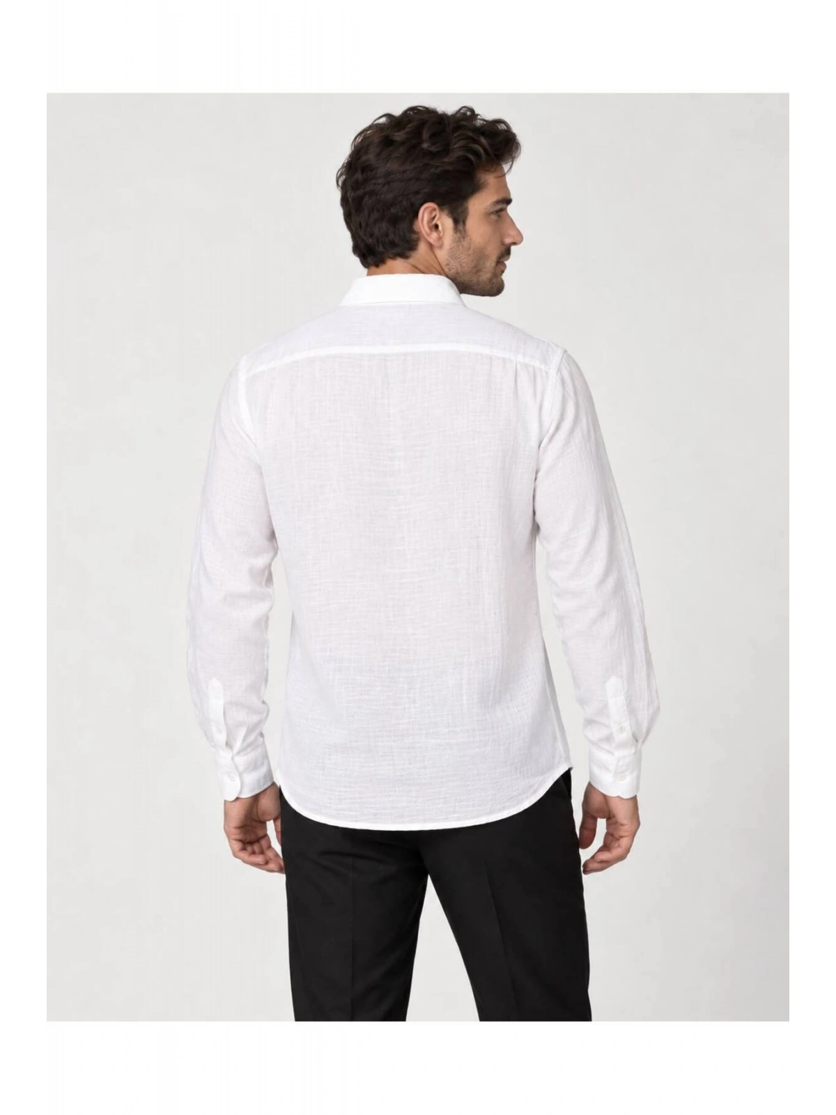 Erkek Oversize Müslin Keten Uzun Kollu Gömlek