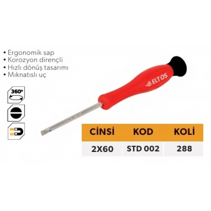 ELTOS SAATÇİ TORNAVİDA DÜZ 2*60 mm