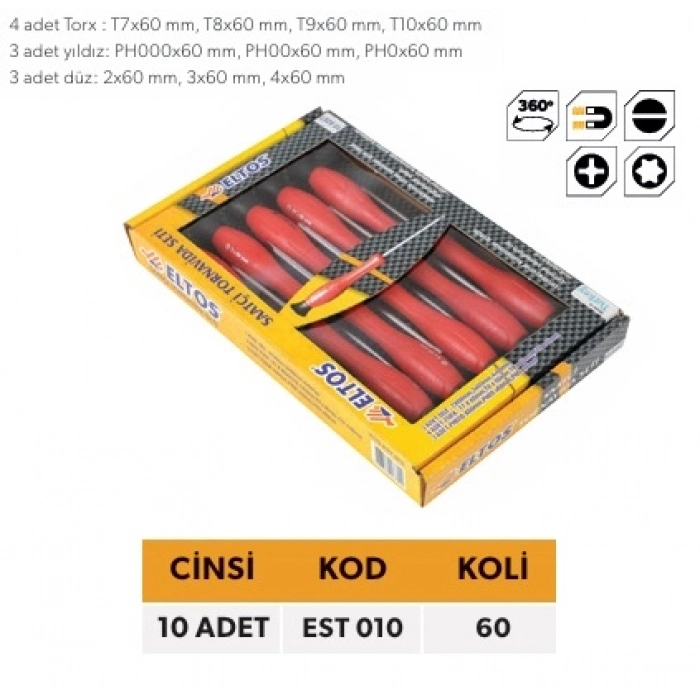 ELTOS SAATÇİ TORNAVİDA SETİ 10 PARÇA