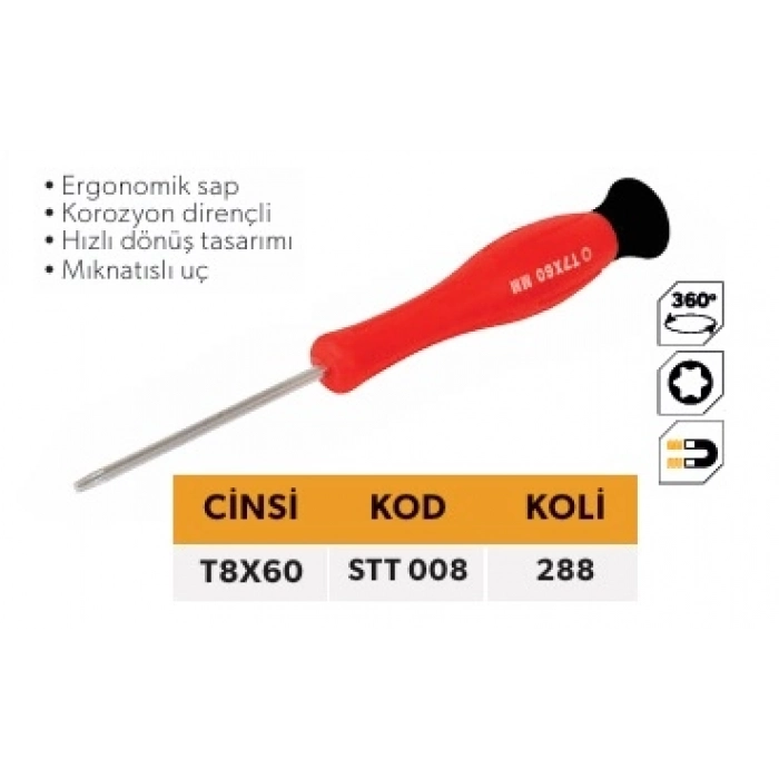 ELTOS SAATÇİ TORNAVİDA TORX T8*60 STT-008