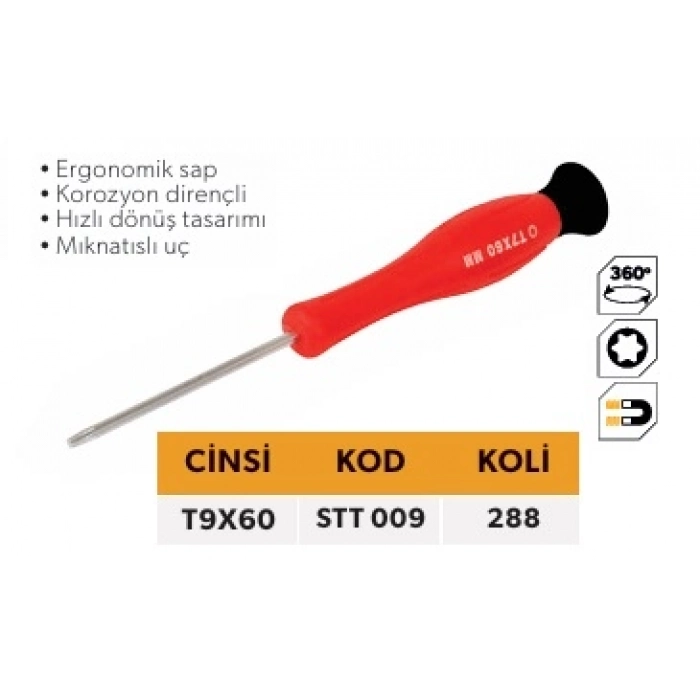 ELTOS SAATÇİ TORNAVİDA TORX T9*60 STT-009