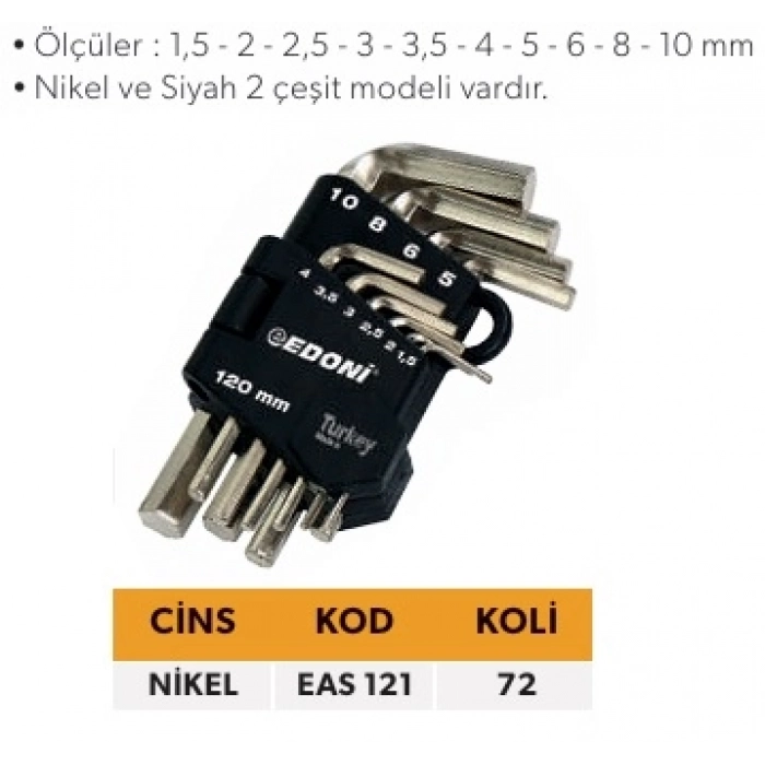 ELTOS EDONİ 120 MM. ALYAN SETİ 10 PCS. NİKEL