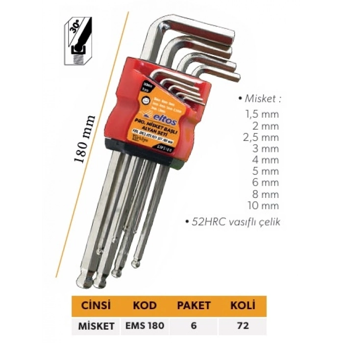 ELTOS PROF. MİSKET ALYAN SETİ 180 mm 9 PCS