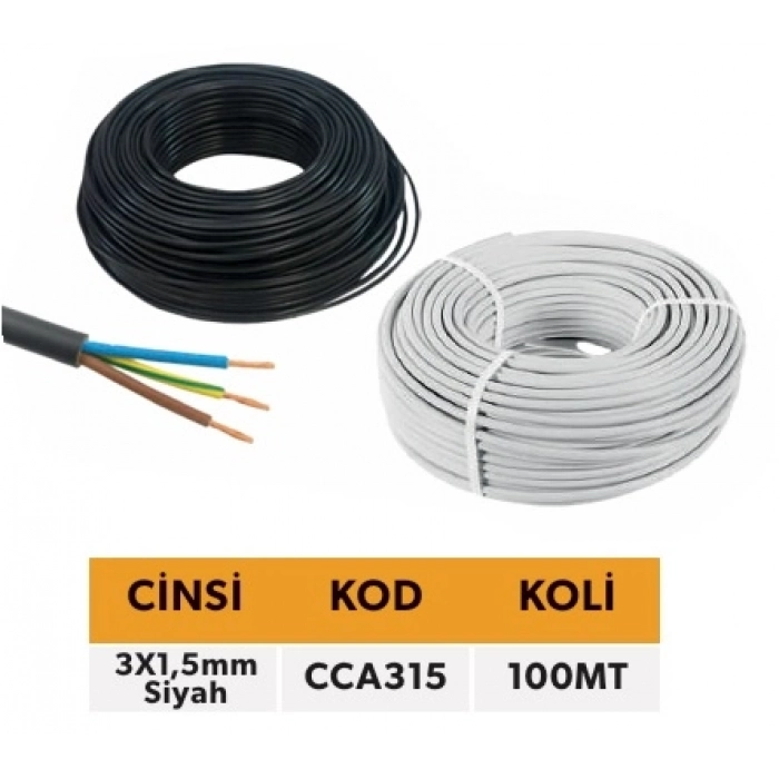 ELTOS CCA TTR KABLO 3X1,5 MM SİYAH