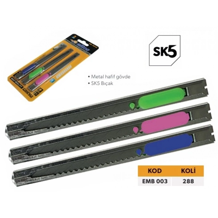 ELTOS MİNİ MAKET BIÇAĞI 3 LÜ SET 9 MM