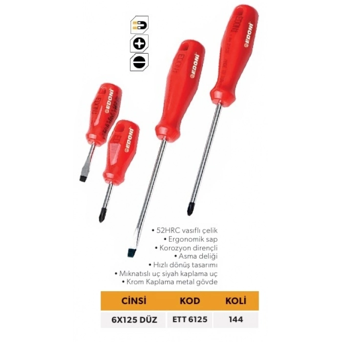 ELTOS EDONİ TEK TORNAVİDA 6X125 DÜZ