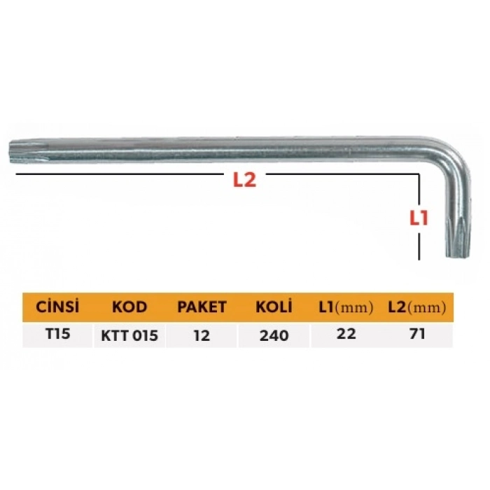 ELTOS PROFESYONEL TEK ALYAN KISA TİP TORX T15