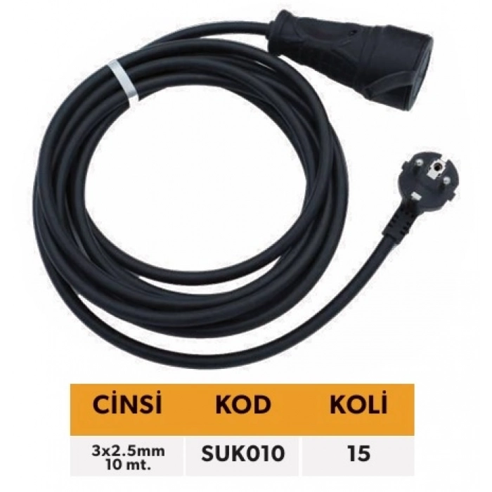 ELTOS SEYYAR UZATMA KABLOSU 3X2,5MM 10MT.