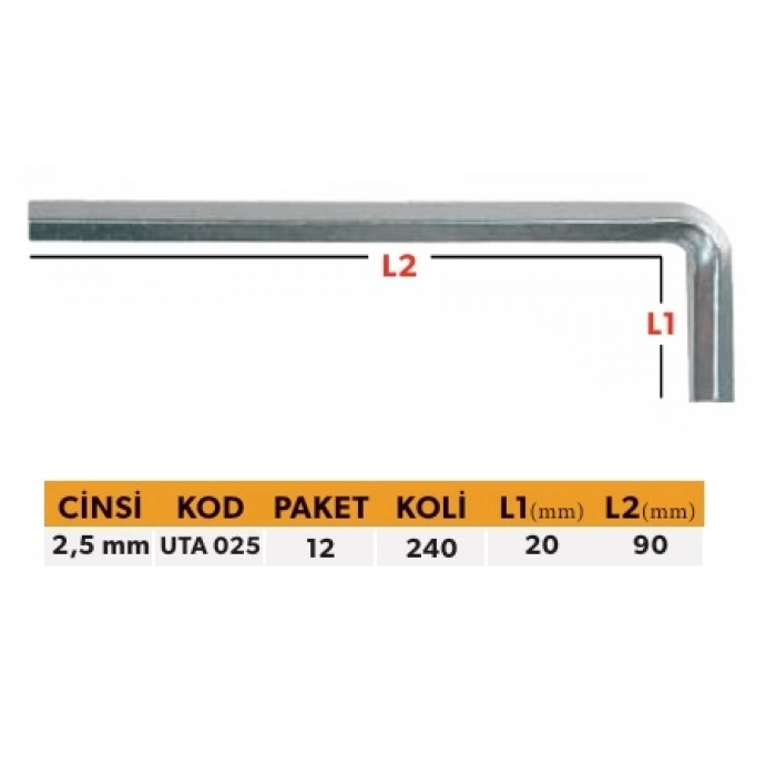 ELTOS PROFESYONEL TEK ALYAN UZUN TİP - ALTIKÖŞE 2,5MM