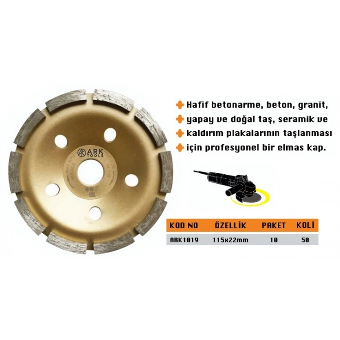 ARK ELMASLI TAŞLAMA SİLME DİSKİ 115*22 TEK SIRA