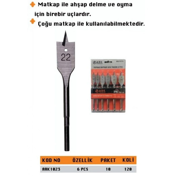 ARK YAPRAK MATKAP UCU TAKIMI 6 PCS