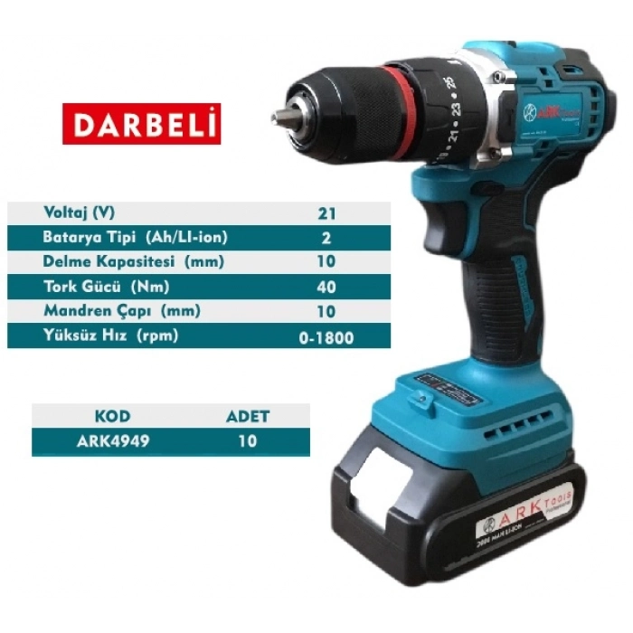 ARK ŞARJLI MATKAP DARBELİ 21V.