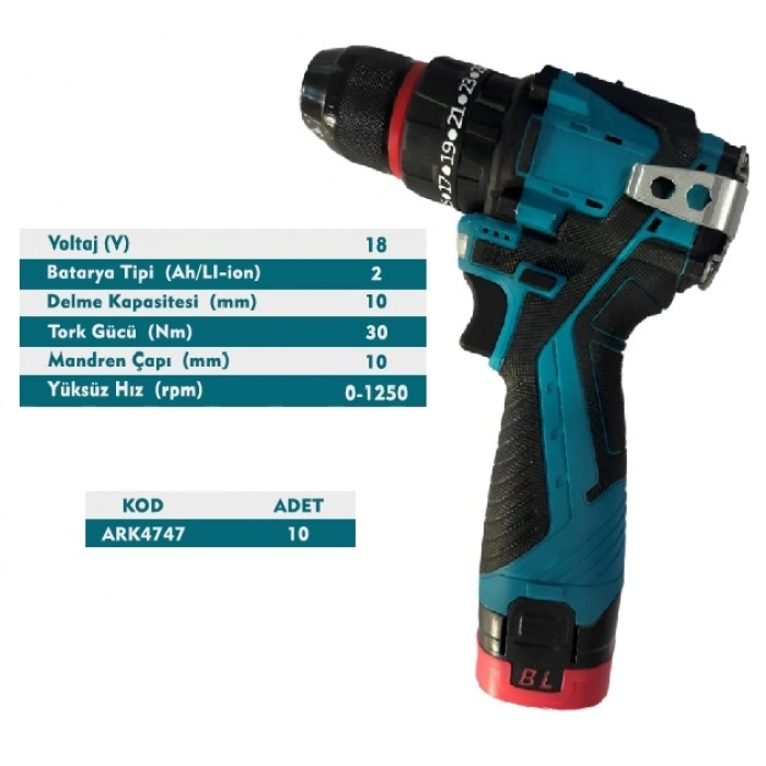 ARK ŞARJLI MATKAP 18V.