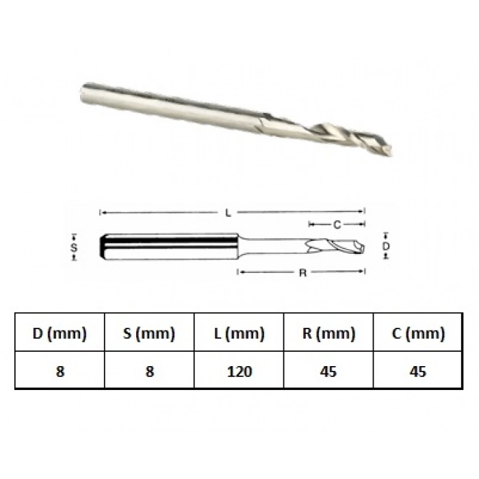 GFB 8x8-120mm ALÜMİNYUM FREZEKALIN UZUN